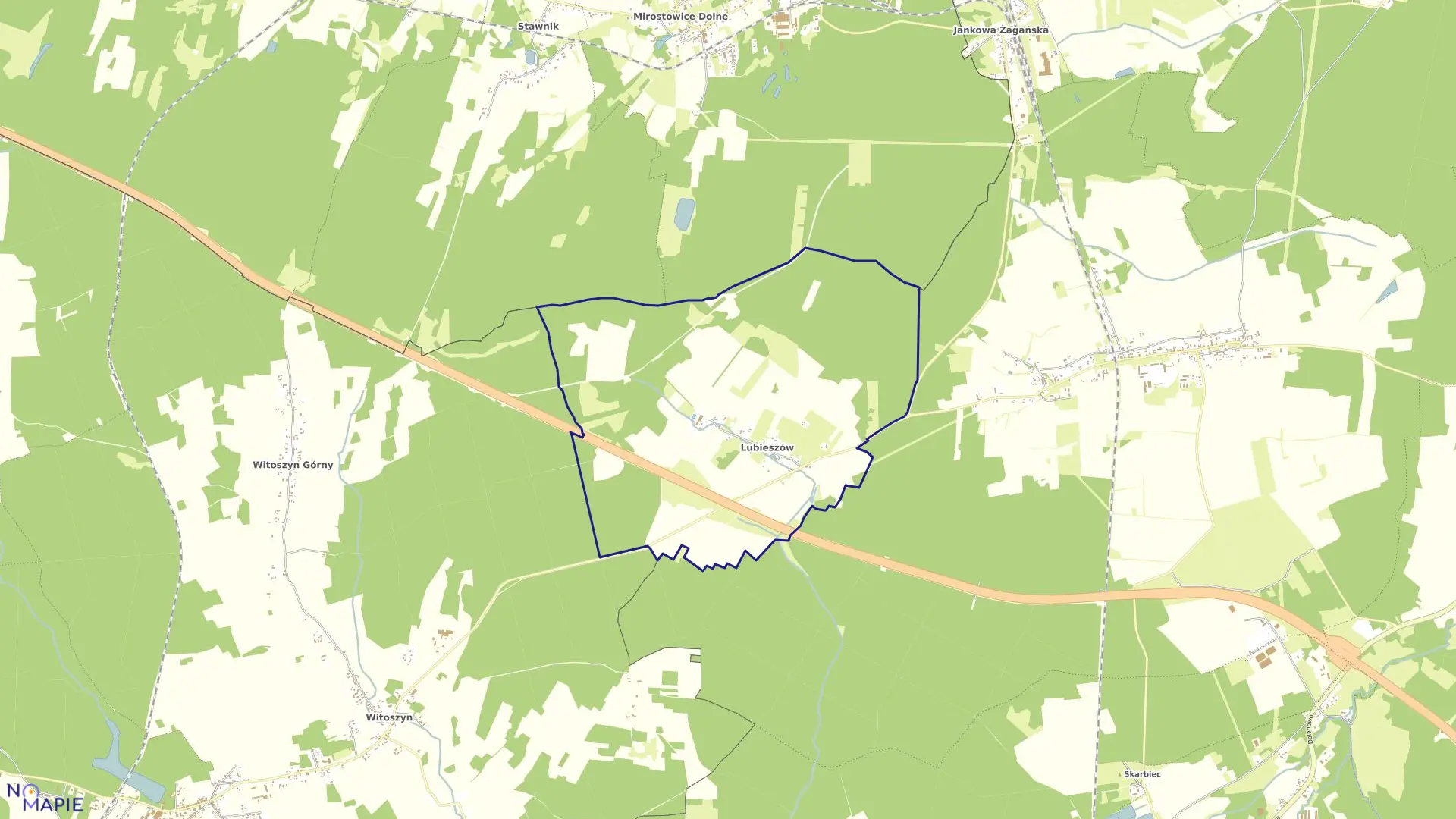 Mapa obrębu LUBIESZÓW w gminie Wymiarki